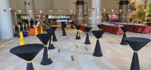 220925-Bloom bar table with black spandex.gold tassel1