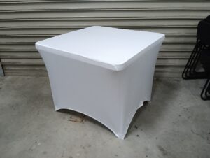 3ft Square Table with Spandex (White)